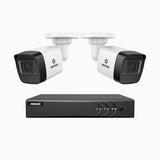 EL200 - Kit de 2 cámaras de vigilancia 1080p con grabador de 4 canales, DVR inteligente con detección de humanos y vehículos, visión nocturna por infrarrojos de 20 metros, señal de salida 4-en-1, IP67