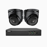 EL200 - Kit de 2 cámaras de vigilancia 1080p con grabador de 4 canales, DVR inteligente con detección de humanos y vehículos, visión nocturna por infrarrojos de 20 metros, señal de salida 4-en-1, IP67