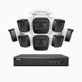 EL200 - Kit de 8 cámaras de vigilancia 1080p con grabador de 16 canales, DVR inteligente con detección de humanos y vehículos, visión nocturna por infrarrojos de 20 metros, señal de salida 4-en-1, IP67
