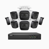 EL200 - Kit de 8 cámaras de vigilancia 1080p con grabador de 16 canales, DVR inteligente con detección de humanos y vehículos, visión nocturna por infrarrojos de 20 metros, señal de salida 4-en-1, IP67