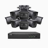 EL200 - Kit de 8 cámaras de vigilancia 1080p con grabador de 16 canales, DVR inteligente con detección de humanos y vehículos, visión nocturna por infrarrojos de 20 metros, señal de salida 4-en-1, IP67