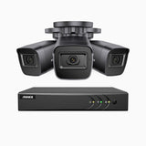 EL200 - Kit de 3 cámaras de vigilancia 1080p con grabador de 8 canales, DVR inteligente con detección de humanos y vehículos, visión nocturna por infrarrojos de 20 metros, señal de salida 4-en-1, IP67