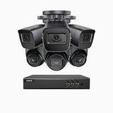 EL200 - Kit de 3 cámara bullet y 3 cámara domo y de vigilancia 1080p con grabador de 8 canales, DVR inteligente con detección de humanos y vehículos, visión nocturna por infrarrojos de 20 metros, señal de salida 4-en-1, IP67