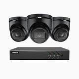 EL200 - Kit de 3 cámaras de vigilancia 1080p con grabador de 8 canales, DVR inteligente con detección de humanos y vehículos, visión nocturna por infrarrojos de 20 metros, señal de salida 4-en-1, IP67