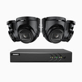 EL200 - Kit de 4 cámaras de vigilancia 1080p con grabador de 8 canales, DVR inteligente con detección de humanos y vehículos, visión nocturna por infrarrojos de 20 metros, señal de salida 4-en-1, IP67