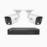ADLK200 - Kit de 2 cámaras de vigilancia 1080p con grabador de 8 canales, Doble Luz Visión Nocturna, señal de salida 4 en 1, micrófono incorporado, resistente a la intemperie IP67