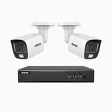 ADLK200 - Kit de 2 cámaras de vigilancia 1080p con grabador de 8 canales, Doble Luz Visión Nocturna, señal de salida 4 en 1, micrófono incorporado, resistente a la intemperie IP67