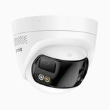 FCD600 - Cámara de Seguridad PoE para Exterior 6MP UHD de Doble Lente, Vista Panorámica de 180°, Visión Nocturna Inteligente con Doble Luz, Audio Bidireccional, Sirena y Alarma Activa, Detección de Personas y Vehículos, IP67