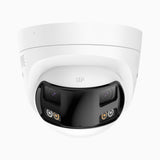 FCD800 - Cámara de seguridad panorámica de 4K doble lente PoE para exteriores, vista panorámica de 180°, visión nocturna inteligente con doble luz, audio bidireccional, sirena y alarma activas, detección de personas y vehículos, IP67