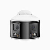 FCD800 - Cámara de seguridad panorámica de 4K doble lente PoE para exteriores, vista panorámica de 180°, visión nocturna inteligente con doble luz, audio bidireccional, sirena y alarma activas, detección de personas y vehículos, IP67