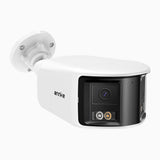 FCD600 - Cámara de Seguridad PoE para Exterior 6MP UHD de Doble Lente, Vista Panorámica de 180°, Visión Nocturna Inteligente con Doble Luz, Audio Bidireccional, Sirena y Alarma Activa, Detección de Personas y Vehículos, IP67