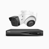 H500 - Kit de vigilancia PoE de 3K con 1 cámara bullet y 1 cámara domo y videograbador NVR de 4 canales, EXIR Visión Nocturna, micrófono integrado, compatibile con Alexa