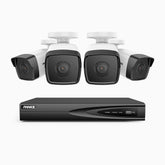 H500 - Kit de 4 cámaras de vigilancia PoE de 3K con videograbador NVR de 4 canales, EXIR Visión Nocturna, micrófono integrado, compatibile con Alexa