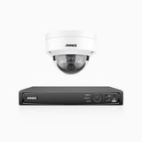 H800 - Kit de 1 cámara de vigilancia PoE de 4K con videograbador NVR de 4 canales, Visión nocturna a color e infrarrojos, detección de humanos y vehículos, micrófono integrado, ángulo de visión 96º