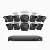 H500 - Kit de 12 cámaras de vigilancia PoE de 3K con videograbador NVR de 16 canales, EXIR Visión Nocturna, micrófono integrado, compatibile con Alexa
