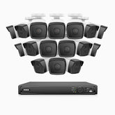 H500 - Kit de 16 cámaras de vigilancia PoE de 3K con videograbador NVR de 16 canales, EXIR Visión Nocturna, micrófono integrado, compatibile con Alexa