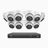 H500 - Kit de 10 cámaras de vigilancia PoE de 3K con videograbador NVR de 16 canales, EXIR Visión Nocturna, micrófono integrado, compatibile con Alexa