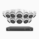 H500 - Kit de 12 cámaras de vigilancia PoE de 3K con videograbador NVR de 16 canales, EXIR Visión Nocturna, micrófono integrado, compatibile con Alexa