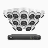 H500 - Kit de 16 cámaras de vigilancia PoE de 3K con videograbador NVR de 16 canales, EXIR Visión Nocturna, micrófono integrado, compatibile con Alexa