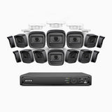 H300 - Kit de 14 cámaras de vigilancia PoE de 3MP con videograbador NVR de 16 canales, visión nocturna EXIR 2.0, detección de movimiento, H.265+, impermeabilidad IP67