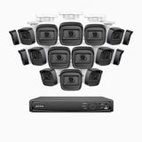 H300 - Kit de 16 cámaras de vigilancia PoE de 3MP con videograbador NVR de 16 canales, visión nocturna EXIR 2.0, detección de movimiento, H.265+, impermeabilidad IP67