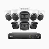 H300 - Kit de vigilancia PoE de 3MP con 4 cámaras bullet y 4 cámaras domo y videograbador NVR de 16 canales,visión nocturna EXIR 2.0, detección de movimiento, H.265+, impermeabilidad IP67