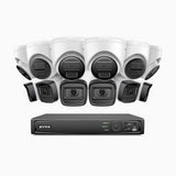 H300 - Kit de vigilancia PoE de 3MP con 6 cámaras bullet y 6 cámaras domo y videograbador NVR de 16 canales,visión nocturna EXIR 2.0, detección de movimiento, H.265+, impermeabilidad IP67