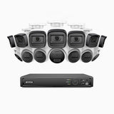 H300 - Kit de vigilancia PoE de 3MP con 7 cámaras bullet y 7 cámaras domo y videograbador NVR de 16 canales,visión nocturna EXIR 2.0, detección de movimiento, H.265+, impermeabilidad IP67