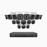 H300 - Kit de vigilancia PoE de 3MP con 8 cámaras bullet y 8 cámaras domo y videograbador NVR de 16 canales,visión nocturna EXIR 2.0, detección de movimiento, H.265+, impermeabilidad IP67
