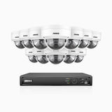 H800 - Kit de 12 cámaras de vigilancia PoE de 4K con videograbador NVR de 16 canales, Visión nocturna a color e infrarrojos, detección de humanos y vehículos, micrófono integrado, ángulo de visión 96º