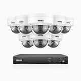 H800 - Kit de 8 cámaras de vigilancia PoE de 4K con videograbador NVR de 16 canales, Visión nocturna a color e infrarrojos, detección de humanos y vehículos, micrófono integrado, ángulo de visión 96º