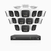 H800 - Kit de 16 cámaras de vigilancia PoE de 4K con videograbador NVR de 16 canales, Visión nocturna a color e infrarrojos, detección de humanos y vehículos, micrófono integrado, ángulo de visión 96º