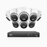 H1200 - Kit de 8 cámaras de vigilancia PoE de 4K 12MP con videograbador NVR de 8 canales, EXIR Visión Nocturna, detección de humanos y vehículos, H.265+, micrófono incorporado, almacenamiento local máximo de 512 GB, IP67
