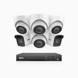 H800 - Kit de vigilancia PoE 4K con 2 cámaras bullet y 4 cámaras domo y videograbador NVR de 8 canales, Visión nocturna a color e infrarrojos, detección de humanos y vehículos, micrófono integrado, ángulo de visión 96º