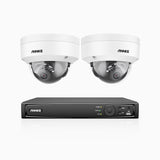H1200 - Kit de 2 cámaras de vigilancia PoE de 4K 12MP con videograbador NVR de 8 canales, EXIR Visión Nocturna, detección de humanos y vehículos, H.265+, micrófono incorporado, almacenamiento local máximo de 512 GB, IP67