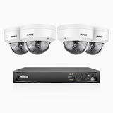 H800 - Kit de 4 cámaras de vigilancia PoE de 4K con videograbador NVR de 8 canales, Visión nocturna a color e infrarrojos, detección de humanos y vehículos, micrófono integrado, ángulo de visión 96º