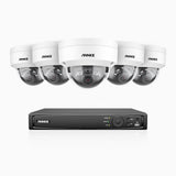 H800 - Kit de 5 cámaras de vigilancia PoE de 4K con videograbador NVR de 8 canales, Visión nocturna a color e infrarrojos, detección de humanos y vehículos, micrófono integrado, ángulo de visión 96º