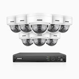 H800 - Kit de 8 cámaras de vigilancia PoE de 4K con videograbador NVR de 8 canales, Visión nocturna a color e infrarrojos, detección de humanos y vehículos, micrófono integrado, ángulo de visión 96º