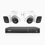 H1200 - Kit de vigilancia PoE de 4K 12MP con 2 cámaras bullet y 2 cámaras domo y videograbador NVR de 8 canales, EXIR Visión Nocturna, micrófono integrado, compatibile con Alexa