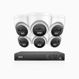 H800 - Kit de 6 cámaras de vigilancia PoE de 4K con videograbador NVR de 8 canales, Visión nocturna a color e infrarrojos, detección de humanos y vehículos, micrófono integrado, ángulo de visión 96º