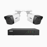 H500 - Kit de 2 cámaras de vigilancia PoE de 3K con videograbador NVR de 8 canales, EXIR Visión Nocturna, micrófono integrado, compatibile con Alexa