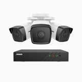 H500 - Kit de 3 cámaras de vigilancia PoE de 3K con videograbador NVR de 8 canales, EXIR Visión Nocturna, micrófono integrado, compatibile con Alexa
