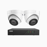 H500 - Kit de 2 cámaras de vigilancia PoE de 3K con videograbador NVR de 8 canales, EXIR Visión Nocturna, micrófono integrado, compatibile con Alexa