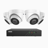 H500 - Kit de 4 cámaras de vigilancia PoE de 3K con videograbador NVR de 8 canales, EXIR Visión Nocturna, micrófono integrado, compatibile con Alexa