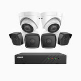H500 - Kit de vigilancia PoE de 3K con 4 cámaras bullet y 2 cámaras domo y videograbador NVR de 8 canales, EXIR Visión Nocturna, micrófono integrado, compatibile con Alexa