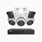 H500 - Kit de vigilancia PoE de 3K con 2 cámaras bullet y 3 cámaras domo y videograbador NVR de 8 canales, EXIR Visión Nocturna, micrófono integrado, compatibile con Alexa