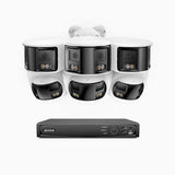 FDH600 - Kit de vigilancia PoE con 3 X 6MP cámara bullet y 3 cámaras domo y videograbador NVR de 8 canales, panorámica doble lente, Visión Nocturna con Doble Luz, Audio Bidireccional, Sirena y Alarma Activas, Detección de Personas y Vehículos, IP67