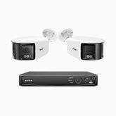 FDH600 - Kit de 2 cámaras de vigilancia PoE de 6MP con videograbador NVR de 8 canales, panorámica doble lente, Visión Nocturna con Doble Luz, Audio Bidireccional, Sirena y Alarma Activas, Detección de Personas y Vehículos, IP67