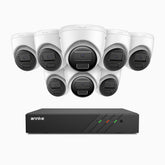 H300 - Kit de 8 cámaras de vigilancia PoE de 3MP con videograbador NVR de 8 canales, visión nocturna EXIR 2.0, detección de movimiento, H.265+, impermeabilidad IP67