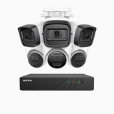 H300 - Kit de vigilancia PoE de 3MP con 3 cámaras bullet y 3 cámaras domo y videograbador NVR de 8 canales,visión nocturna EXIR 2.0, detección de movimiento, H.265+, impermeabilidad IP67